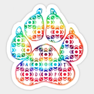 Tie Dye Adopt Paw Sticker